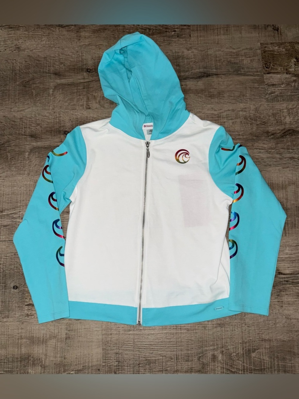 American Girl Doll White and Blue Zip Up Size Large (14/16)